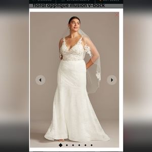 MELISSA SWEET floral applique illusion v-back wedding dress